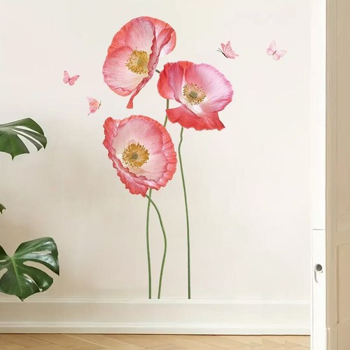 Flower pink poppy removable - flower,