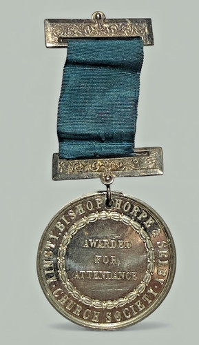 Sunday school attendance medal - school,
