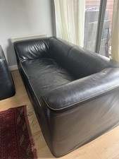 Cassina Black Leather Sofas (Set of 2) – Authentic Italian Designer, 2m