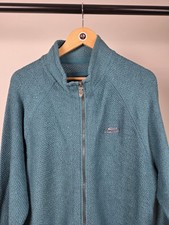 Weird Fish Full Zip Macaroni Knit Jumper Size XL Men's Teal Long Sleeve