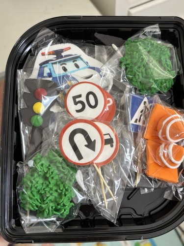 Edible road traffic cake - road,