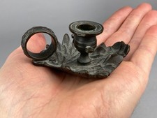 ANTIQUE MINIATURE BRONZE CHAMBER STICK 18th - 19th CENTURY REGENCY GEORGIAN INT