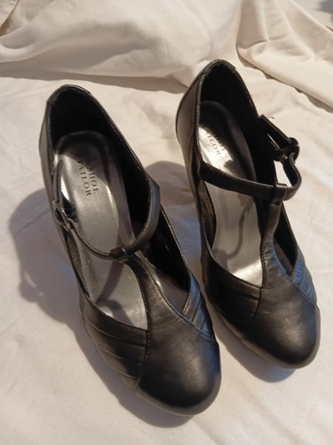 Black leather bar shoes 5eee - bar,