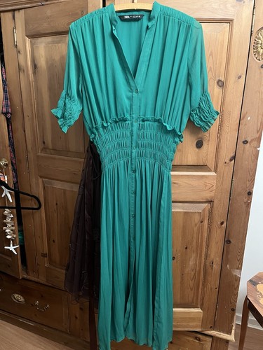 Zara emerald green pleated - green,