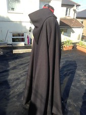 hooded cloak black  with purple lined hood more (c delux 39) wizard witch ok