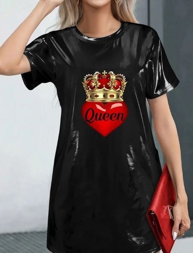 Black shiny satin - black, nightdress