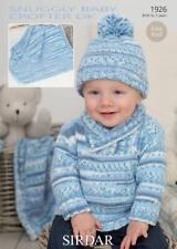 Sirdar Knitting Pattern - Snuggly Baby Crofter DK, Sweater Hat Blanket 1926