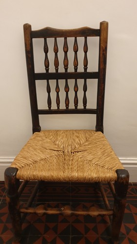 Antique set six oak - oak, rush