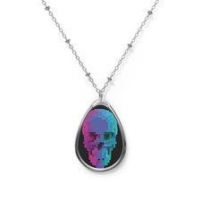 Pixel skull oval necklace - pixel, |