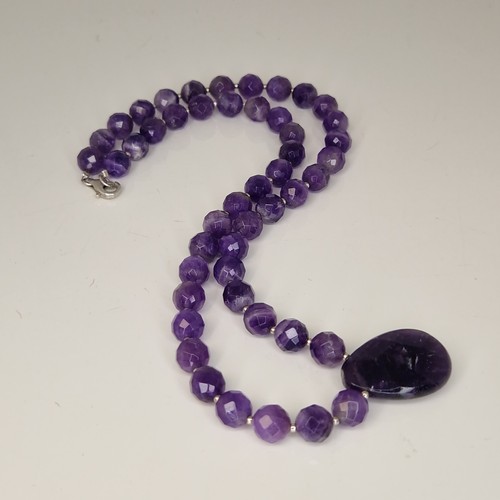 Amethyst beaded necklace - beaded,