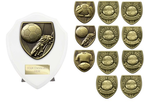 Wooden white shield - white, football