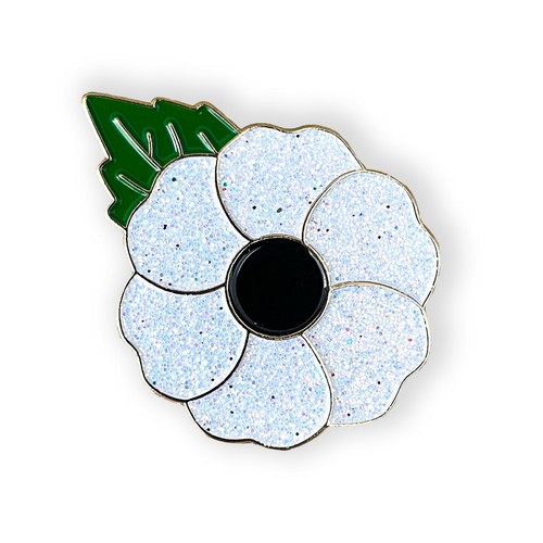 White peace flower enamel - white,