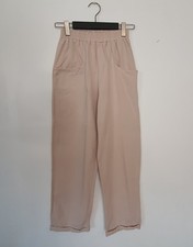 ZARA Girls Cotton Wide Tapered Leg Trousers Age 13-14 164 Pinky Beige Joggers