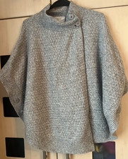 White Stuff Grey Poncho Cape One Size up to 18. Button Sides.   VGC