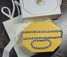 Swarovski Green & White Crystal Necklace Bracelet Set in Gift Box Engraved