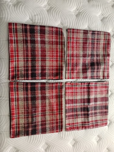 Red tartan cushion covers set - red,