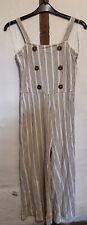 F&F Cream and Beige Striped Jumpsuit Ladies UK Size 10