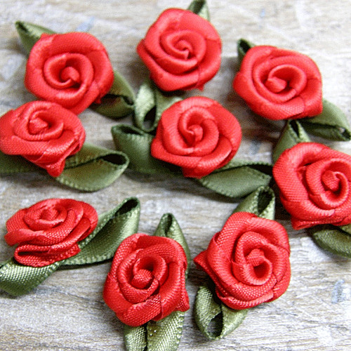 Rose buds satin ribbon flowers - buds,