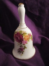 Vintage Cottage Rose Fine Bone China Desktop Hand Bell Dinner Bell- 15 cm tall