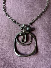 Fossil Metal Triple Drop Pendant Necklace 18” Chain