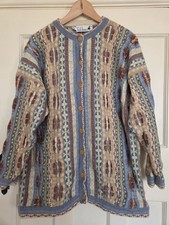 Women's Vintage Tulchan 100% Pure New Wool Patterned Cardigan Size S