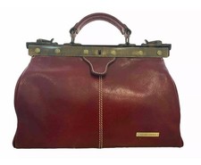 TUSCANY LEATHER OXBLOOD GLADSTONE FRAMED DOCTOR'S BAG