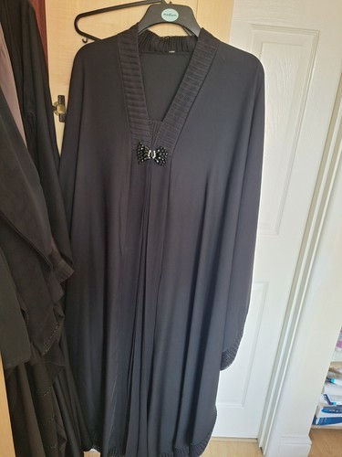 Black butterfly abaya with - black,
