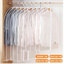 10PCS Clear Polythene Garment Covers Suit Dress Coat Dust Protector Zip Bags UK