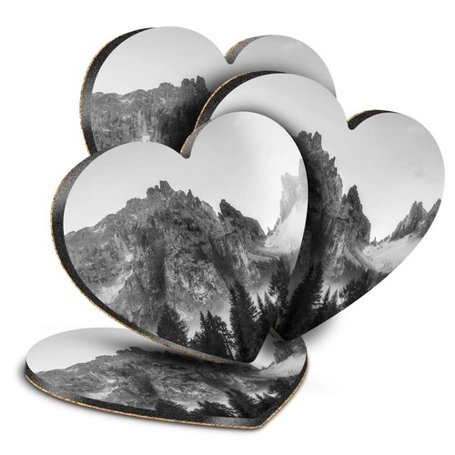 Heart mdf coasters bw - heart,