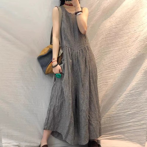 Women linen cotton jumpsuit - women,