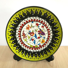 Turkish Pottery Nimet Wall Plate Decorative Vintage Hand Painted Floral 7" Dia