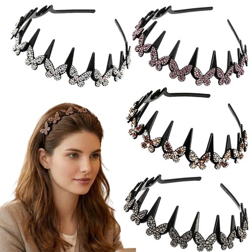4pcs wavy crystal headband set - 4pcs,