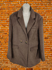 MAISON CINQCENT BROWN OVERCOAT SIZE UK 16-18 WOOL WOMENS DOUBLE BREASTED LINED