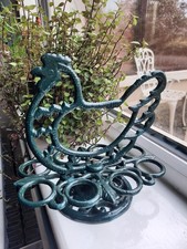 Vintage  Green Cast Iron Chicken Egg Holder  8 Eggs Hen