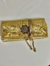 Gold Jewellery Travel Roll Wrap Embroidered Sequins Beads Christmas present gift