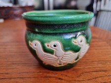 Vintage Small Pottery Duck Pot 85mm Across Rim 7mm High