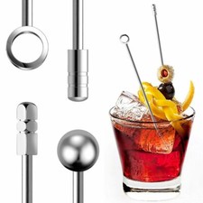 Stainless Steel Cocktail Sticks Fruit Sticks Drink Picks Martini Picks Reusable