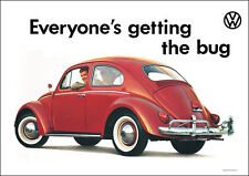 VW Beetle Red Classic Showroom Advertising Car Picture Poster Print A1 & A3