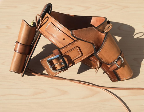 Tan leather double gun - tan, holster