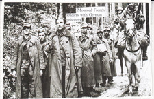 Mounted French Soldiers with German Prisoners Reproduction Postcard unused VGC