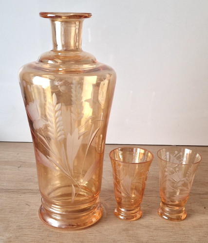 Vintage amber glass decanter - vintage,