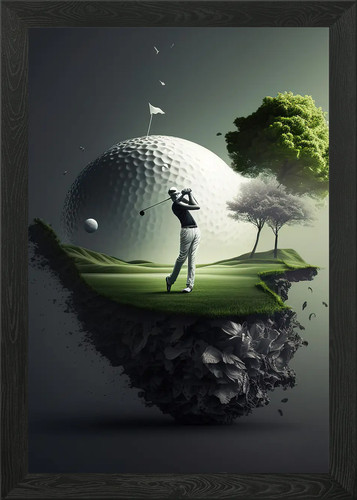 Golf course framed wall - golf, art