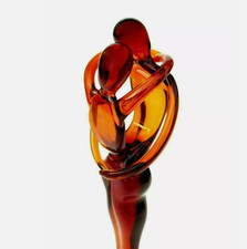 Gorgeous 20th Century Vintage Murano Art Glass Lovers Sculpture Faceted Base