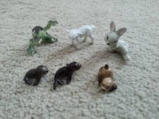 Hagen Renaker Miniature Ceramic Figures - Rabbit, lamb, frog, puppy & seal