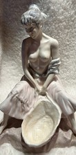 Michael Sutty Rare English Handmade Porcelain Partially Clad Woman Figurine
