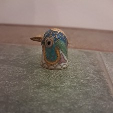 Unusual Thimble - Bird's Head with Beak in Metal and Enamel