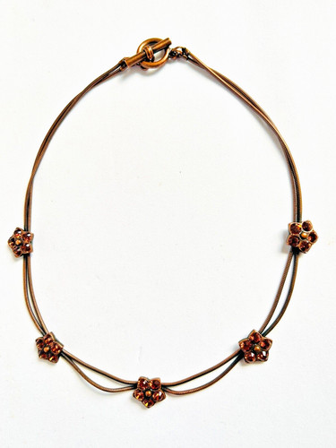 Bronze tone amber flowers - amber,