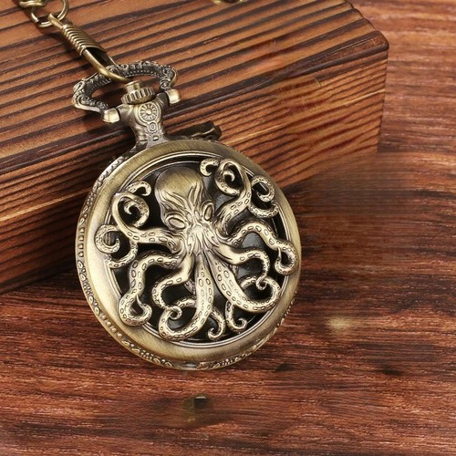 Retro bronze octopus pocket - retro,