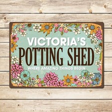 Personalised Potting Shed Sign, Birthday Christmas Gift for Gardener