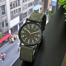 Mens Military Sports Watch Luminous Shock Resistant Canvas Strap Quartz Movement